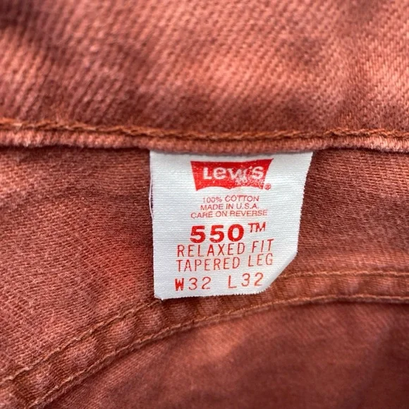 Levis 550 Vintage Jeans 32 x 32 Orange Tab Denim 90s Red Faded Made In USA